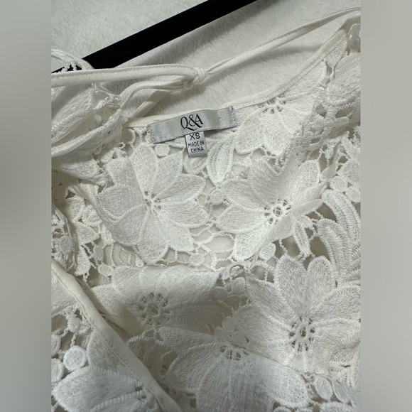 Q&A Women's Beach Swim Cover-Up  White Lace Tie Back Sz XS - Picture 5 of 6
